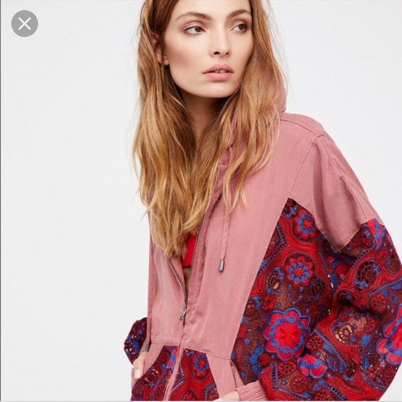 Free People Jackets & Blazers - Free People Crochet Sleeve Hoddie
